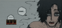 a man with a speech bubble that says gimme serum