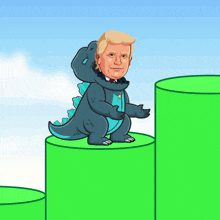 a cartoon of donald trump dressed up as a dinosaur