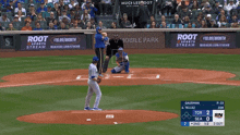 a baseball game is being played with advertisements for root sports stream
