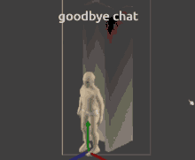 a computer generated image of a man with the words goodbye chat written above him
