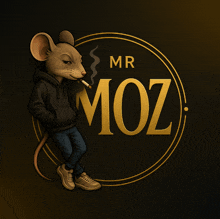 a mouse smoking a cigarette with the name mr moz