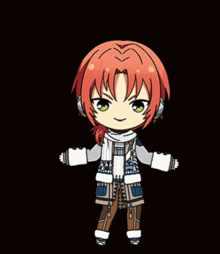 a cartoon character with red hair holding a snowball