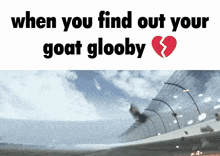 a picture of a broken heart next to the words " when you find out your goat glooby " .