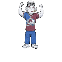a cartoon character is flexing his muscles wearing a colorado avalanche jersey