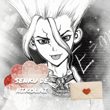 a drawing of a man with the name senku de nikolai