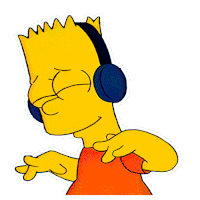 bart simpson is wearing headphones and making a funny face