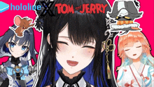 a poster for hololive x tom and jerry shows a girl smiling