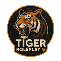 a logo for tiger roleplay v with a tiger in the center