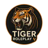 a logo for tiger roleplay v with a tiger in the center