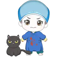 a cartoon of a surgeon and a black cat