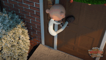 a cartoon character is trying to open a door with the words wimpy kid last straw on the bottom