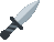 a pixel art drawing of a knife on a white background .