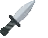 a pixel art drawing of a knife on a white background .