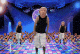 a cartoon of donald trump dancing in a disco