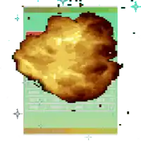 a pixel art image of a fried chicken nugget with a table below