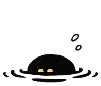 a black cat is standing in the water with its paws up .