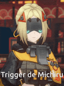 a picture of a girl with the words trigger de michiru on the bottom