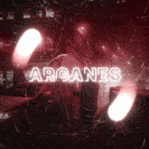 a neon sign that says arganes is lit up