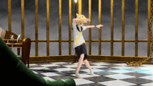 a computer generated image of a person dancing in a room