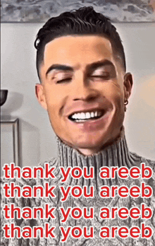 a picture of a man with the words thank you areeb