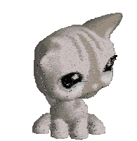 a littlest pet shop cat with a star on its chest is crying