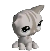 a littlest pet shop cat with a star on its chest is crying