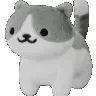 a black and white image of a stuffed animal cat .