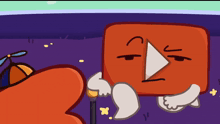 a cartoon drawing of a red square with a triangle face