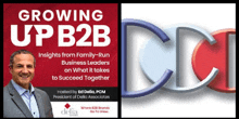 an advertisement for growing up b2b insights from family-run business leaders on what it takes to succeed together