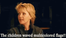 Amanda Tapping The Children Waved Multicolored Flags GIF - Amanda Tapping The Children Waved Multicolored Flags Stargate GIFs
