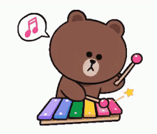 Line Friends Brown GIF - Line Friends Brown Xylophone GIFs