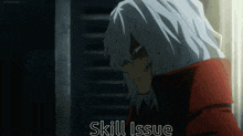 a man with gray hair and a red jacket has the words skill issue written below him