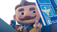 a cartoon character with a mustache is holding a book