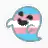 a cartoon ghost with a transgender flag on it 's face .