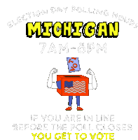 Michigan Mi Sticker - Michigan Mi Election Day Polling Hours Stickers