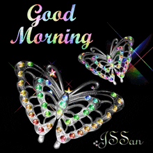 a greeting card that says good morning with butterflies on it