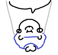 a drawing of a person 's face with a speech bubble behind it .