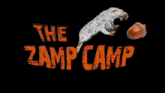 a man is playing drums in front of a sign that says the zamp camp