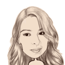 a drawing of a woman 's face with long hair