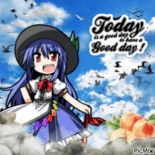 a picture of a girl with the words today is a good day to have a good day on it