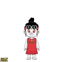 a cartoon of a girl wearing sunglasses and a shirt that says " zhotcita "