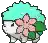 a pixel art illustration of a sheep with a flower in its hair .