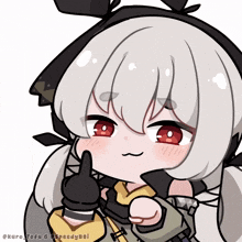 a drawing of a girl with white hair and red eyes by kuro tofu and speedy boi