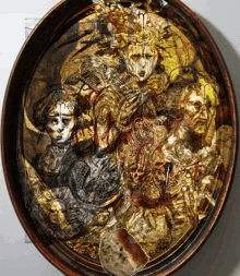 a painting of a man with a crown on his head is in a wooden frame