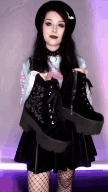 Tiktok Gothic Girl GIF - Tiktok Gothic Girl Black Boots GIFs