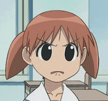 a close up of a cartoon character with an angry expression