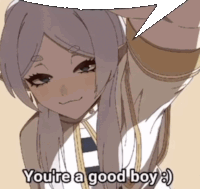 a drawing of a girl with a speech bubble that says you 're a good boy