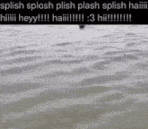 a picture of a body of water with the words splish splash plish plash splish haiii written on the bottom