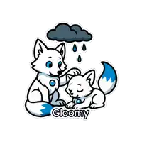 a sticker of two foxes with the name gloomy on it