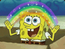 Rainbow Spongebob GIF - Rainbow Spongebob Tumbleweed GIFs